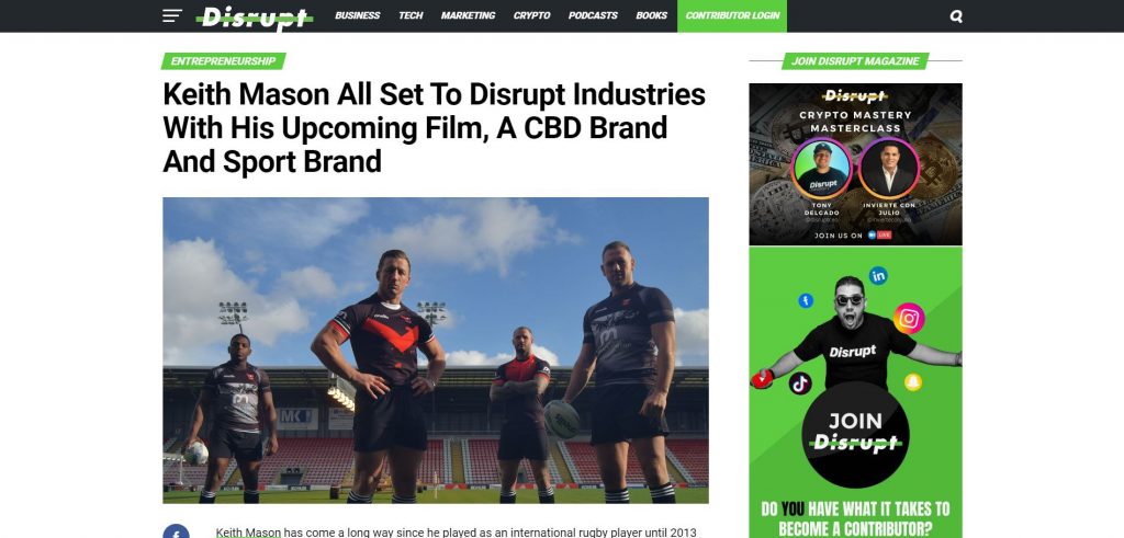 Keith Mason Disrupt magazine